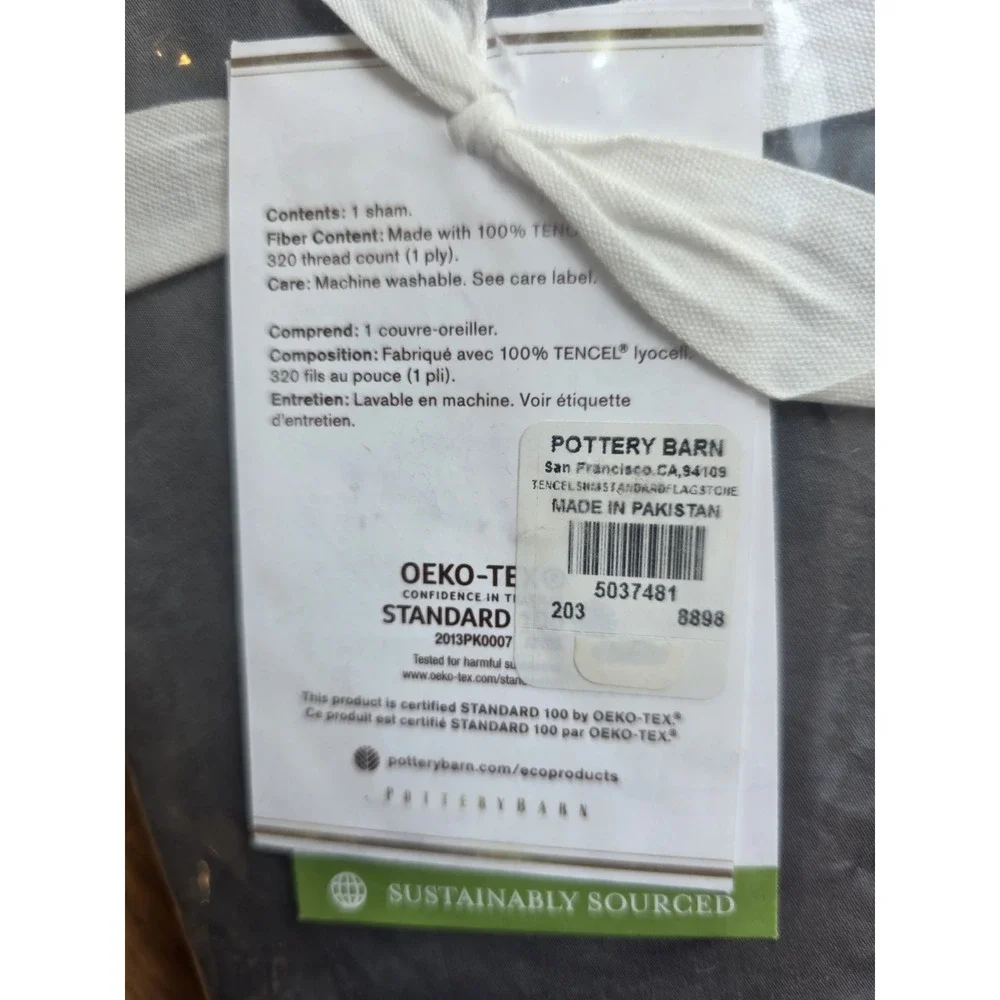 Set/2 Pottery Barn Tencel Standard Shams Flagstone Sustainable Pillowcases